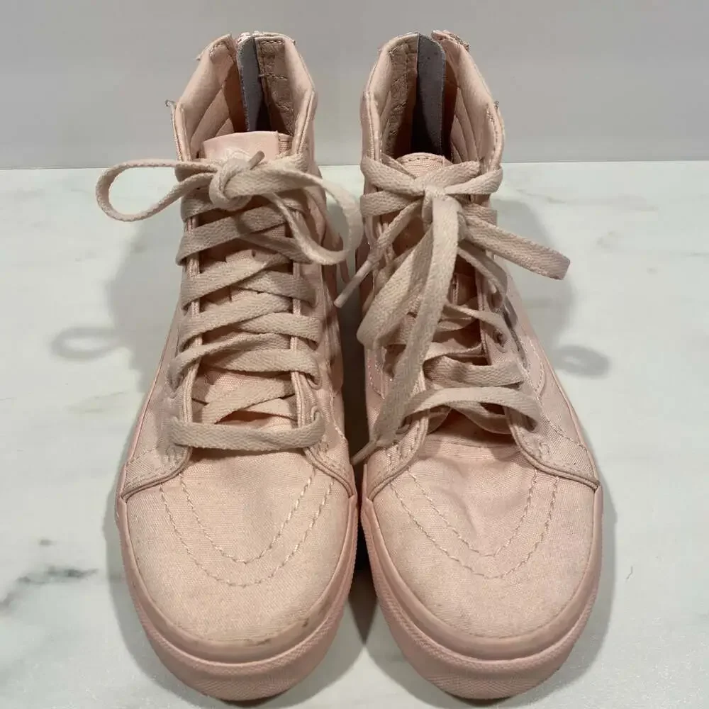 Vans Sk8 Hi Mono Canvas Sneakers Blush Pink Size 3 Youth